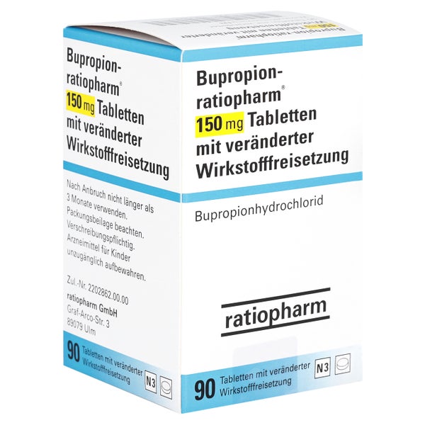 BUPROPION-ratiopharm 150 mg Tab.verä.Wfrs. 90 St