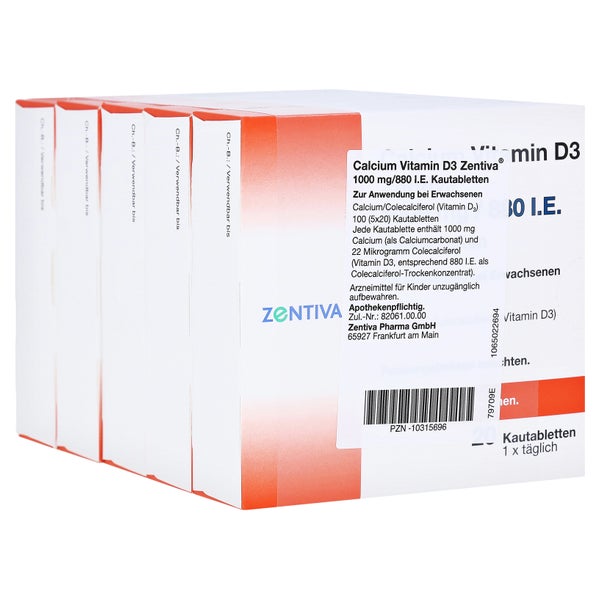 Calcium Vitamin D3 Zentiva 1000 mg/880 I 100 St