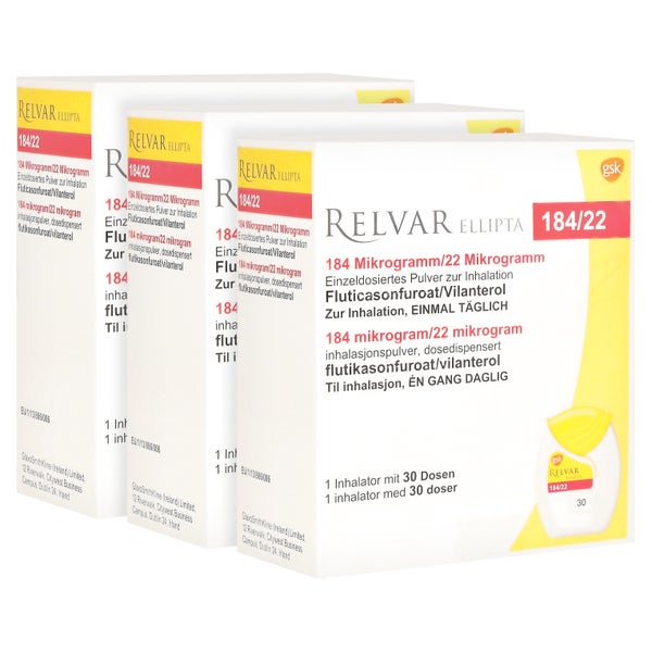 RELVAR Ellipta 184 Mikrogramm/22 Mikrogramm 3X30 St