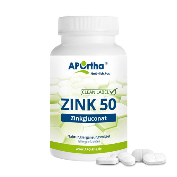 APOrtha® Zink 50 - Zinkgluconat - vegane Tabletten 190 St