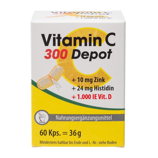 Vitamin C 300 Depot + Zink + Histidin + Vitamin D Kapseln 60 St