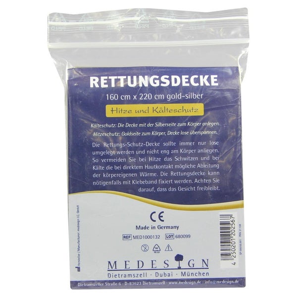 Rettungsdecke 160x220 cm gold/silber 1 St