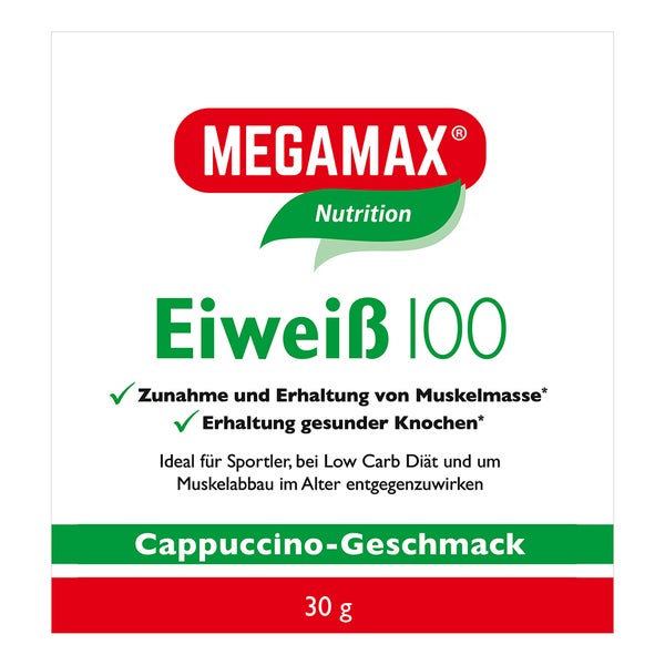 MEGAMAX Einzelportion Eiweiss 100 CAPPUCCINO 30 g