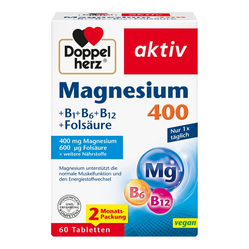 Doppelherz aktiv Magnesium 400 mg + B1 + B6 + B12 + Folsäure 60 St