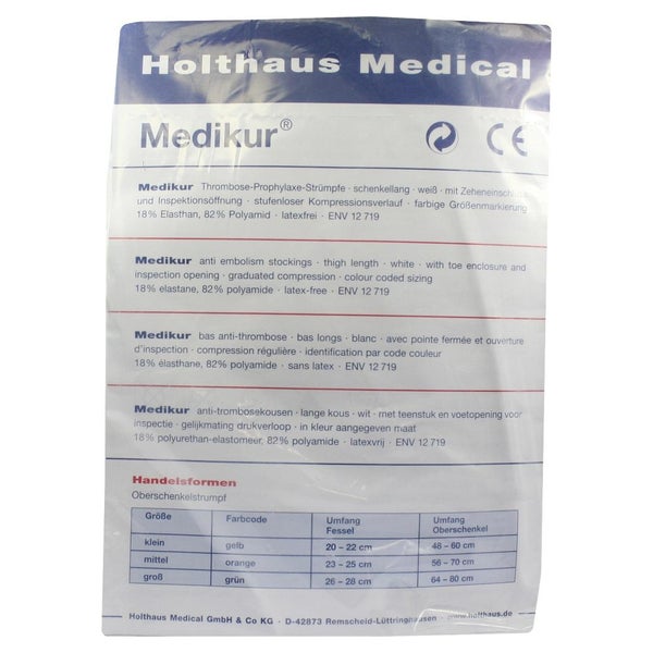 Holthaus Medical Medikur Thrombose-Strumpf, weiß - 1 Packung = 1 Paar, groß 2 St