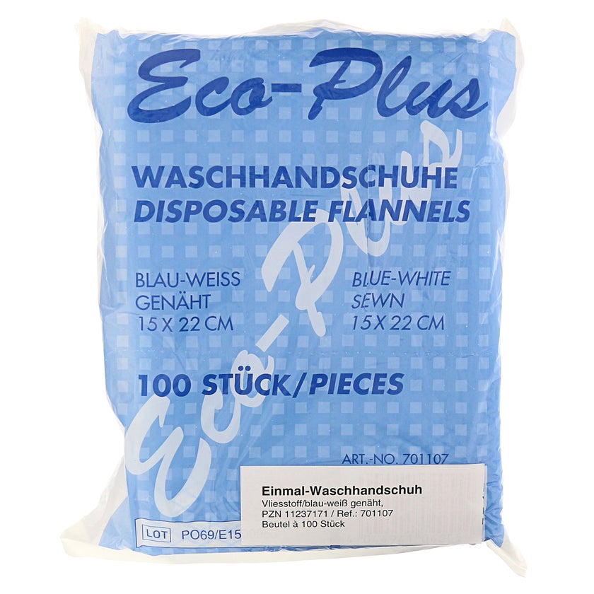 Einmal Waschhandschuh Eco-plus blau-weiß 100 St