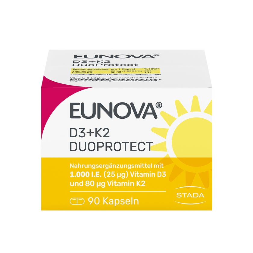 EUNOVA DuoProtect Vitamin D3+K2 1000IE/80UG 90 St