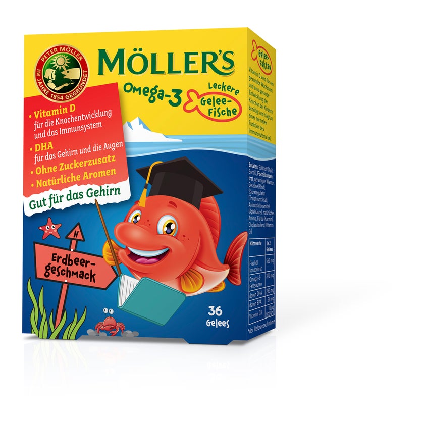 Möller’s Omega-3 Gelee Fisch Erdbeere 36 St