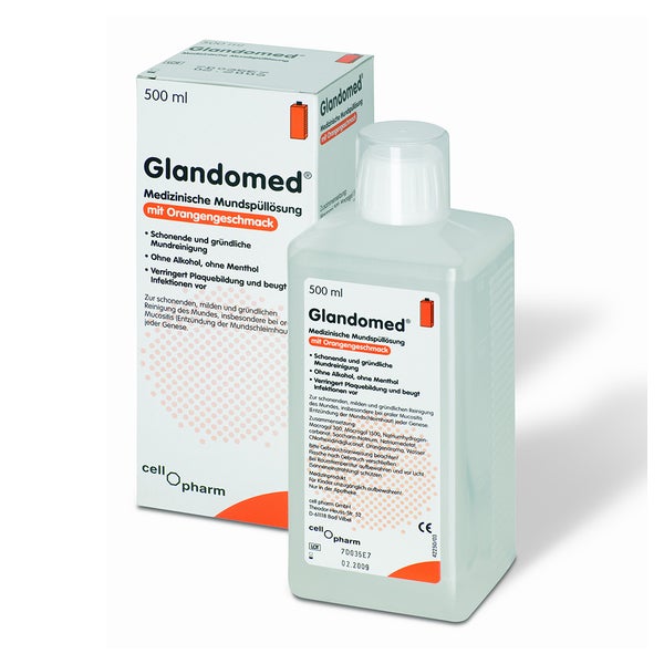 Glandomed Medizinische Mundspüllösung mit Orangengeschmack 500 ml