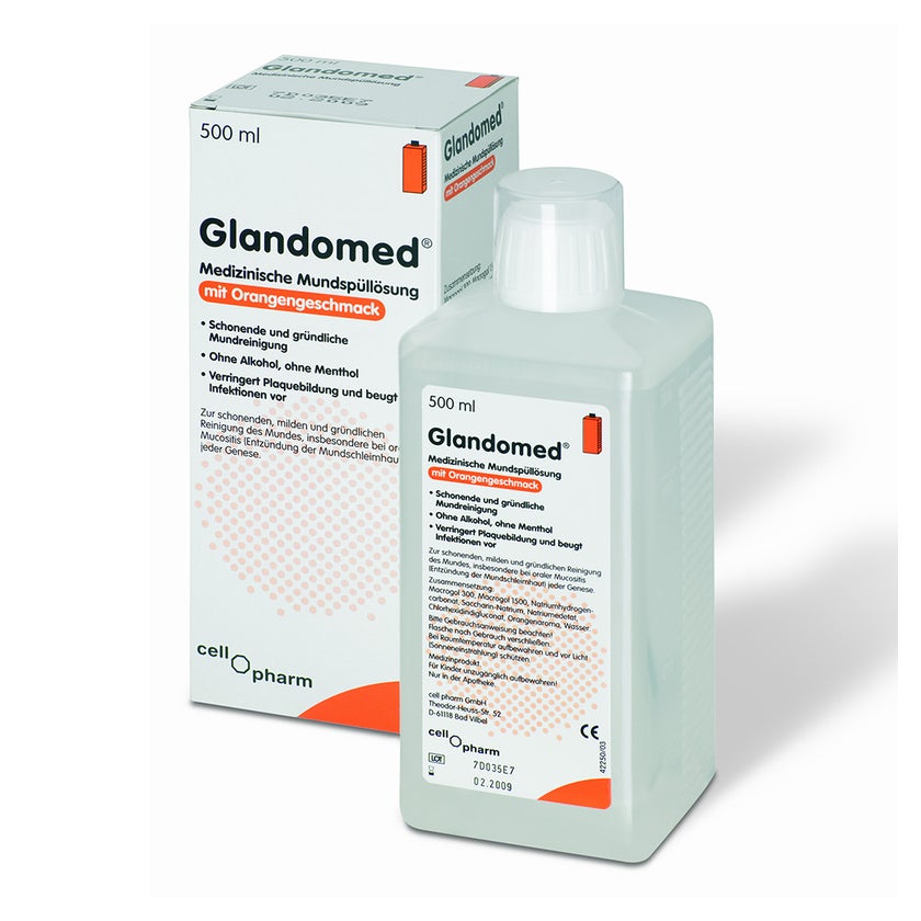 Glandomed Medizinische Mundspüllösung mit Orangengeschmack 500 ml