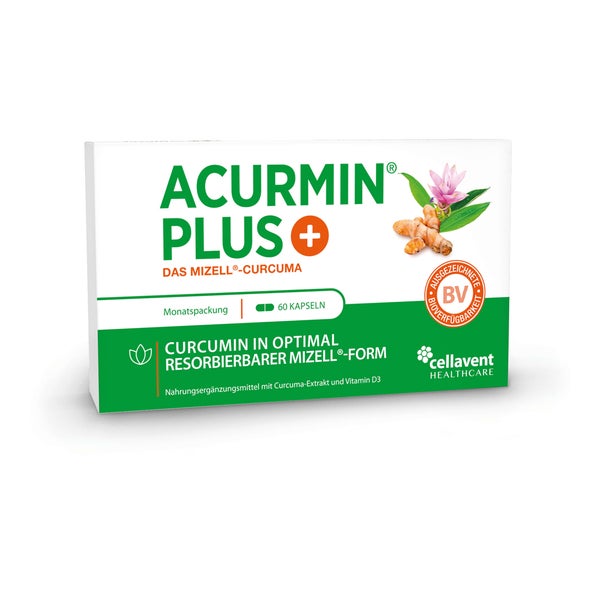 Stärkste Kurkuma Kapseln, 10.000 mg Curcuma – Acurmin PLUS® 60 St