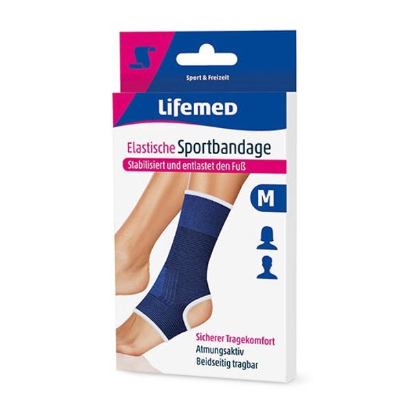 Lifemed Elastische Sportbandage blau "Fußgelenkschutz", Gr. S 1 St