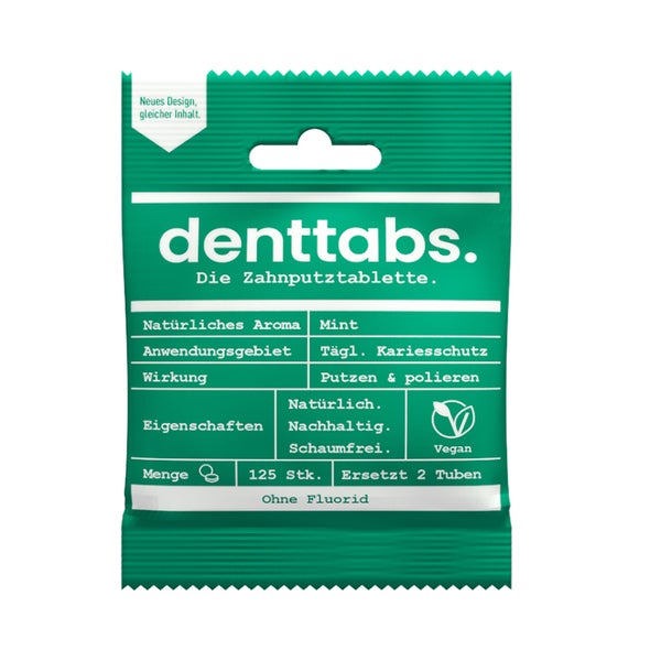 DENTTABS Zahnputztabletten stevia-mint fluoridfrei 125 St
