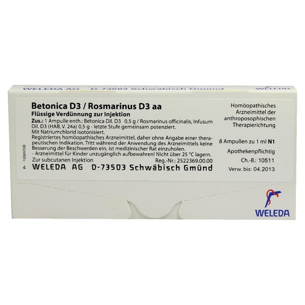 Betonica D 3/rosmarinus D 3 Ampullen 8X1 ml