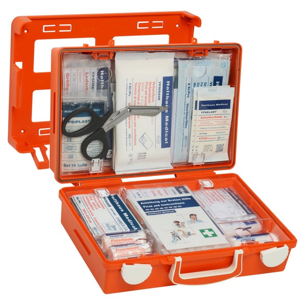 Holthaus Medical Erste Hilfe Koffer SAN, orange, plombierbar - 1 Koffer mit Inhalt angelehnt an DIN 13157 erweitert 1 St
