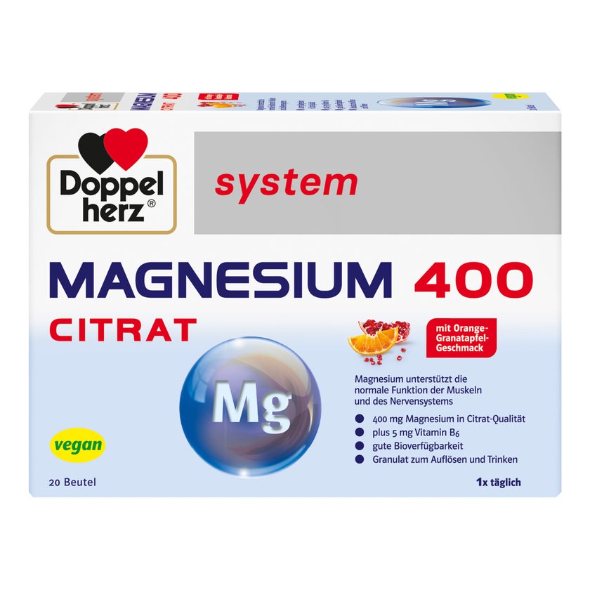 Doppelherz system Magnesium 400 Citrat mit Orange-Granatapfel-Geschmack 20 St