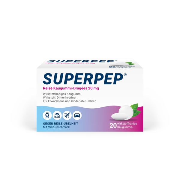 Superpep Reise Kaugummi Dragees 20 mg 20 St