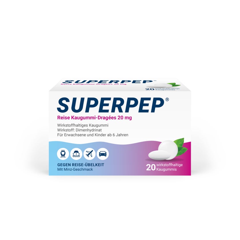 Superpep Reise Kaugummi Dragees 20 mg 20 St