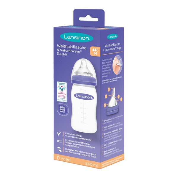 Lansinoh Weithalsflasche 240 ml mit Saug 1 St
