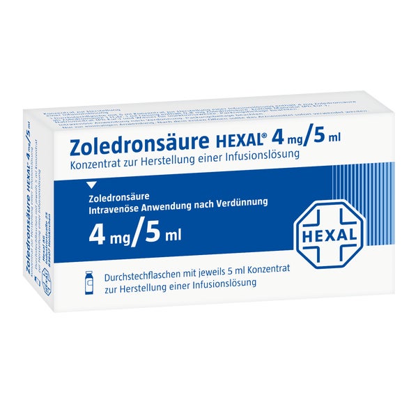 ZOLEDRONSÄURE HEXAL 4 mg/5 ml Konz.z.Her.e.Inf.L. 4 St