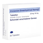 CINNARIZIN Dimenhydrinat Hennig 20 mg/40 mg Tabl. 50 St