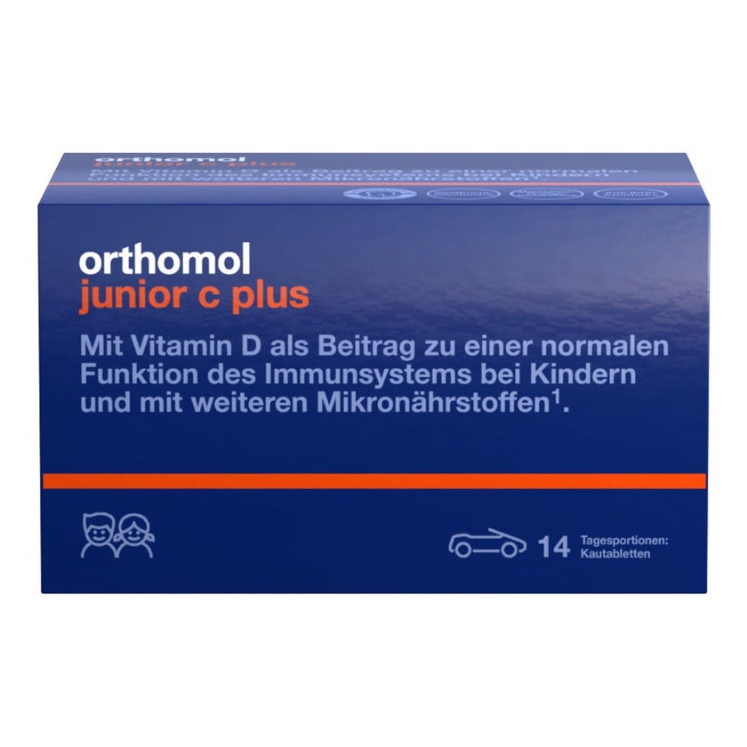 Orthomol junior C plus Kautabletten Mandarine-Orange/Waldfr. 14 St
