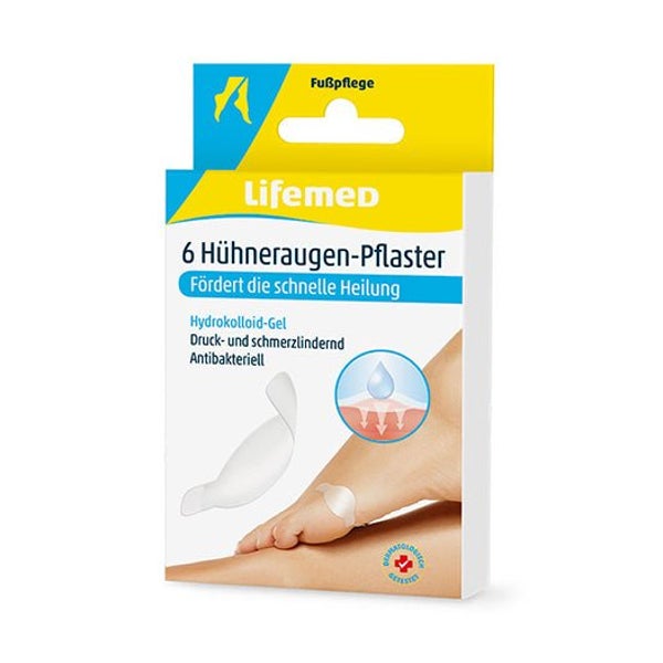 Lifemed Hühneraugen-Pflaster 4,5 cm x 2,2 cm transparent, 1 Pack 6 St