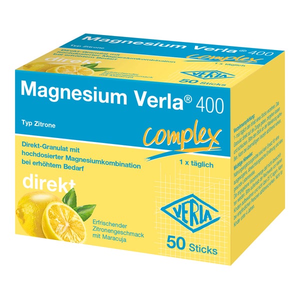 Magnesium Verla 400 Zitrone Direkt-Granu 50 St