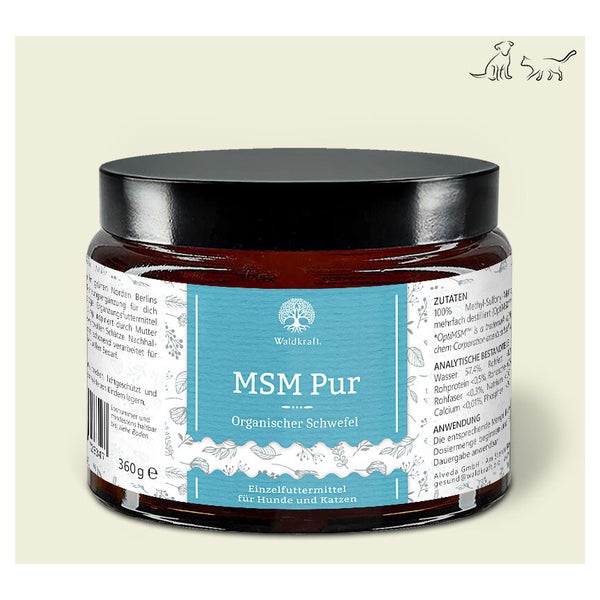 MSM Pur - Organischer Schwefel - OptiMSM® für Hunde und Katzen - Tiegel 360g 360 g