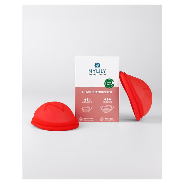 MYLILY Menstruationsdisk / Menstruationsscheibe - Größe S & L | inkl. Aufbewahrungsbeutel 2 St