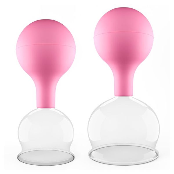 Pulox Schröpfgläser aus Echtglas mit Saugball - Set Duo Groß in Pink: 52mm, 62mm 2 St