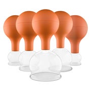 Produktabbildung: Pulox Schröpfgläser Set aus Echtglas - 5x Schröpfglas mit Saugball, verschiedene Größen in Braun 5 St