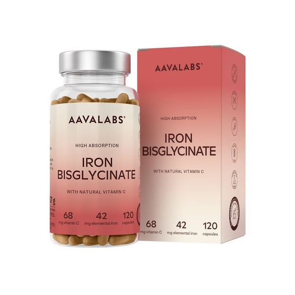 Aavalabs Eisenbisglycinat 42 mg + Vitamin C, 120 Kapseln 120 St
