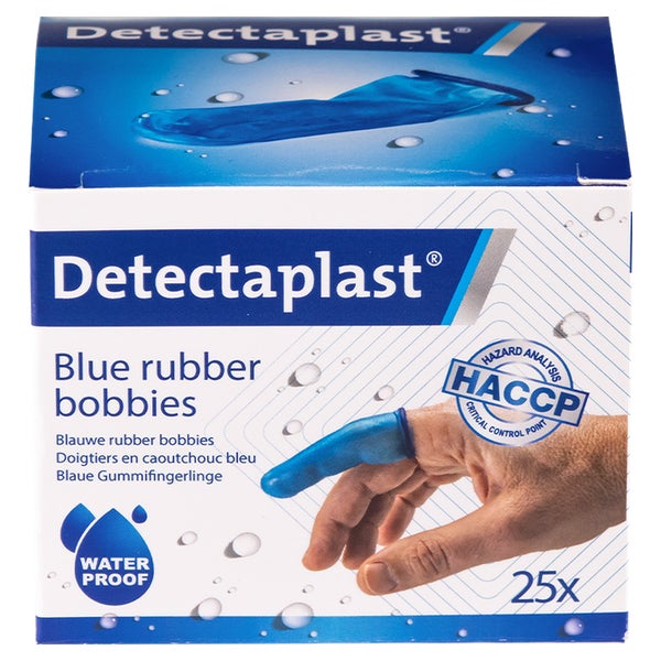 Detectaplast Gummi Fingerlinge Blau Detekt. Wasserfest 25 St