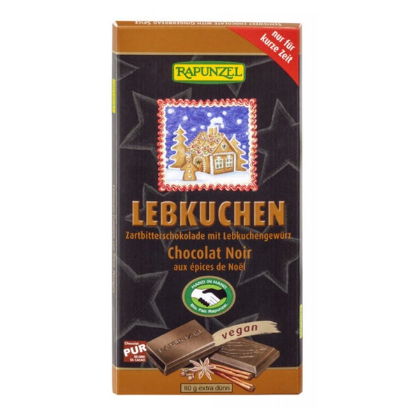 Rapunzel - Zartbitterschokolade mit Lebkuchengewürz HIH