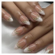 Kunstnägel 24 Stück Weiß French Eckig Gold Swirl 3D 2white&a 1 St