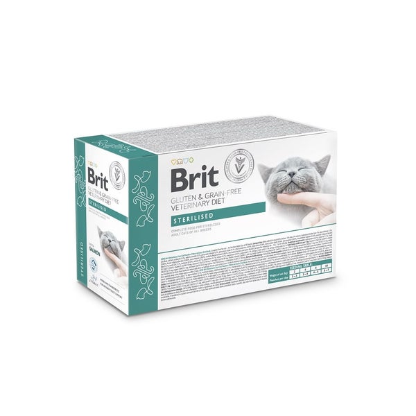 BRIT Veterinary Diet Grain Free Sterilised Cat Fillets in Gravy 12x85g für kastrierte erwachsene Katzen 1,02 kg