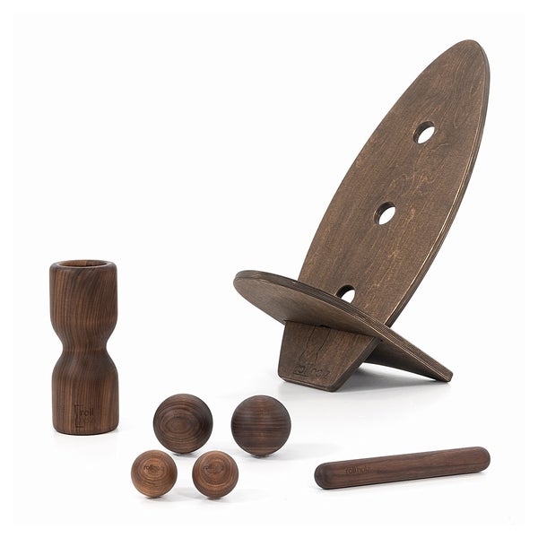 rollholz Balance Board Set groß Walnuss dunkeles Brett 1 St