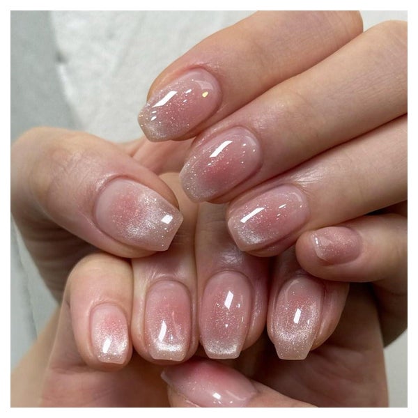 Fingernägel Press On Cat Eye French Tip Glitzer Kurz 30er Om 1 St