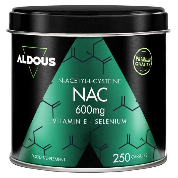 NAC N-Acetylcystein 600 mg + Vitamin E und Selen – 250 Kapseln – 1 Kapsel täglich  –  Aldous 211 g