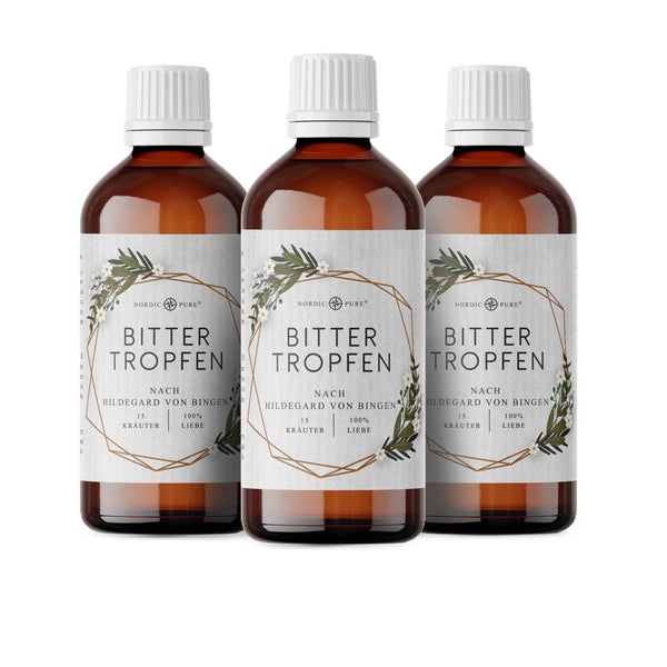 Nordic Pure Bittertropfen – 15 Kräuter nach Hildegard von Bingen 3x100 ml