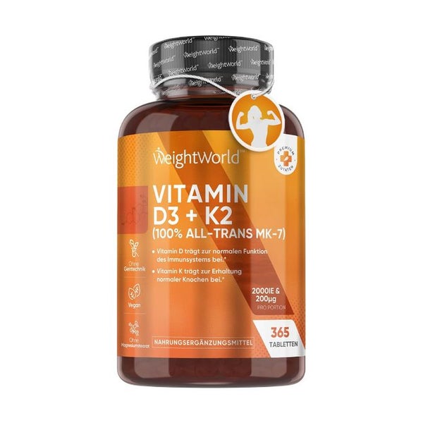 WeightWorld Vitamin D3 K2 2000 IE 365 St
