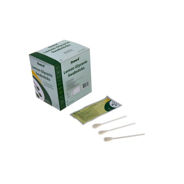 Romed Mundpflegestäbchen Lemon zuckerfrei 75 St