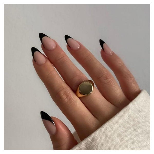 Fingernägel Press On Gel French Tip 30er Kurz Mandel Schwarz 1 St