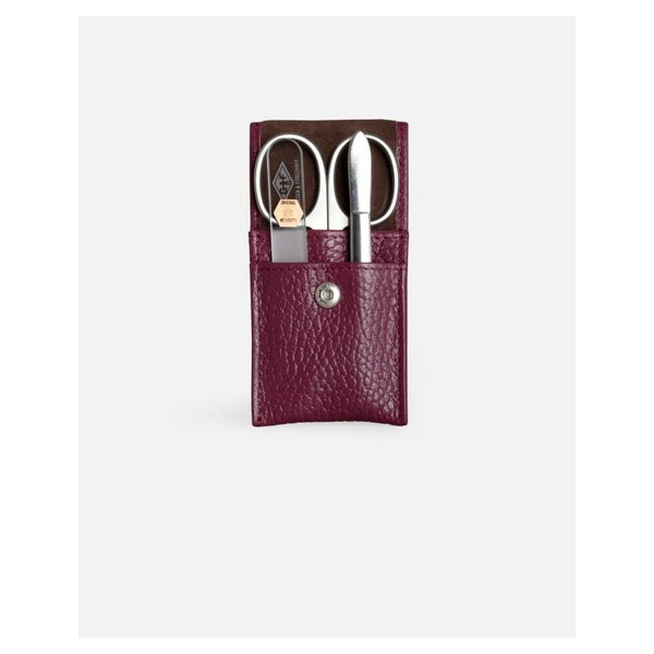 G&F Timor® 3-tlg Manikürset Leder weinrot Glasfeile 33110 1 St