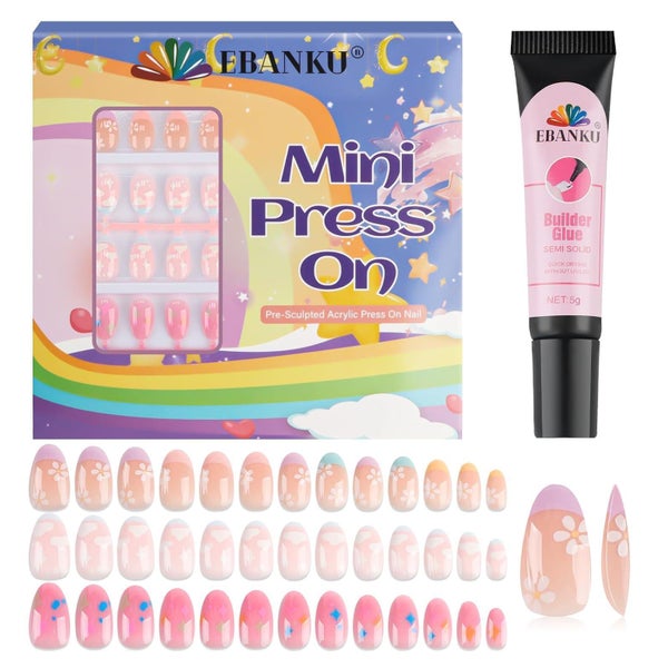 Nägel 78 Stück Fake Kinder Mädchen 6-12 Nagelkleber Rosa Ste 1 St