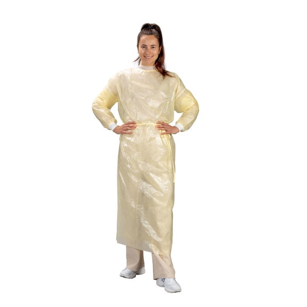 Medi-Inn PP-Schutzkittel 139 x 139 cm, mit PE-Teilbeschichtung, zum Binden, gelb 100 St