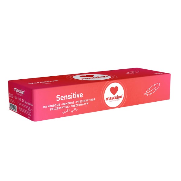 «Typ 1 Sensitive» rosa, 53 mm, extra dünn, silikonbefeuchtet (150 Kondome) 150 St