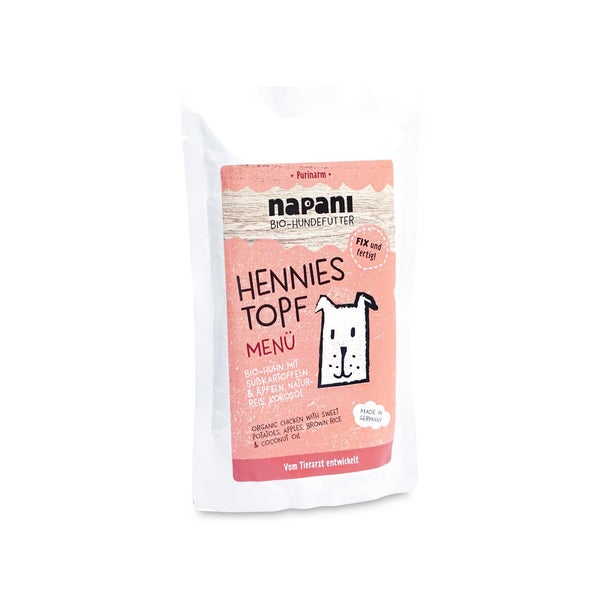 Bio Menü für Hunde Hennies Topf mit Huhn und Naturreis 150 g