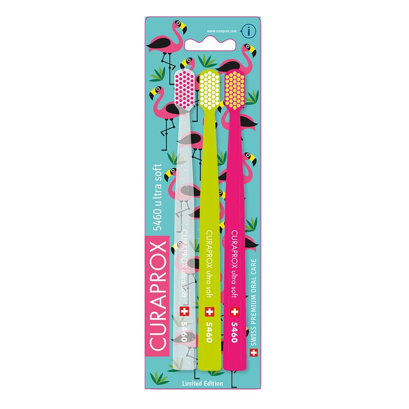 Curaprox Flamingo Zahnbürsten 3er 3 St